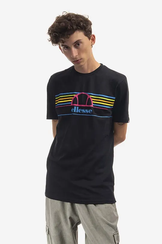 czarny Ellesse t-shirt bawełniany Męski