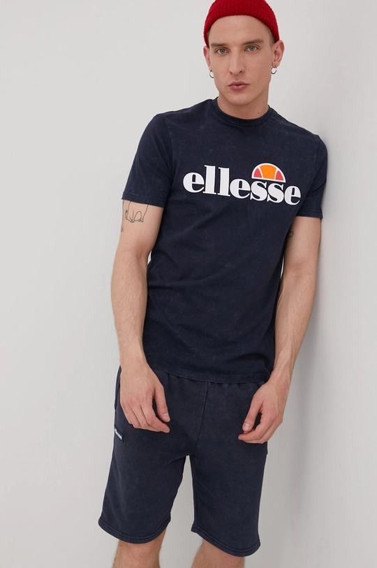 granatowy Ellesse t-shirt bawełniany Męski