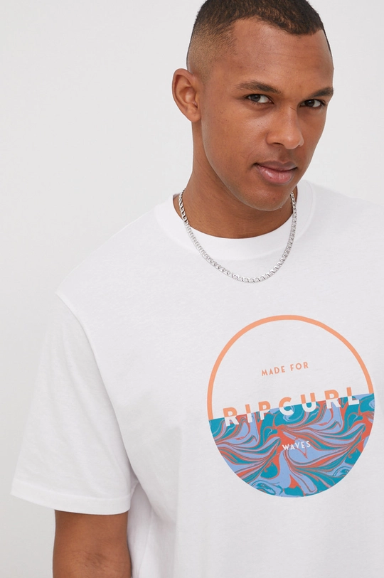 biały Rip Curl t-shirt bawełniany Męski