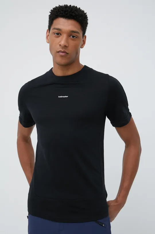 μαύρο Αθλητικό μπλουζάκι Icebreaker Zoneknit Ανδρικά