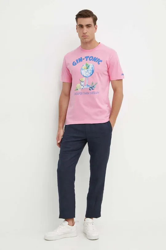 Βαμβακερό μπλουζάκι MC2 Saint Barth ροζ