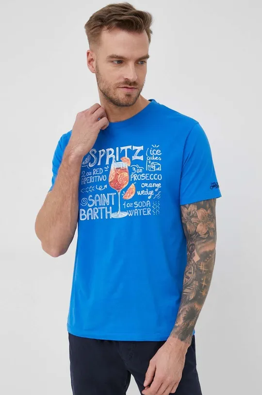 μπλε Βαμβακερό μπλουζάκι MC2 Saint Barth Ανδρικά
