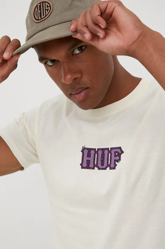 bež Bombažen t-shirt HUF