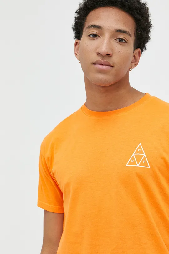 pomarańczowy HUF t-shirt bawełniany