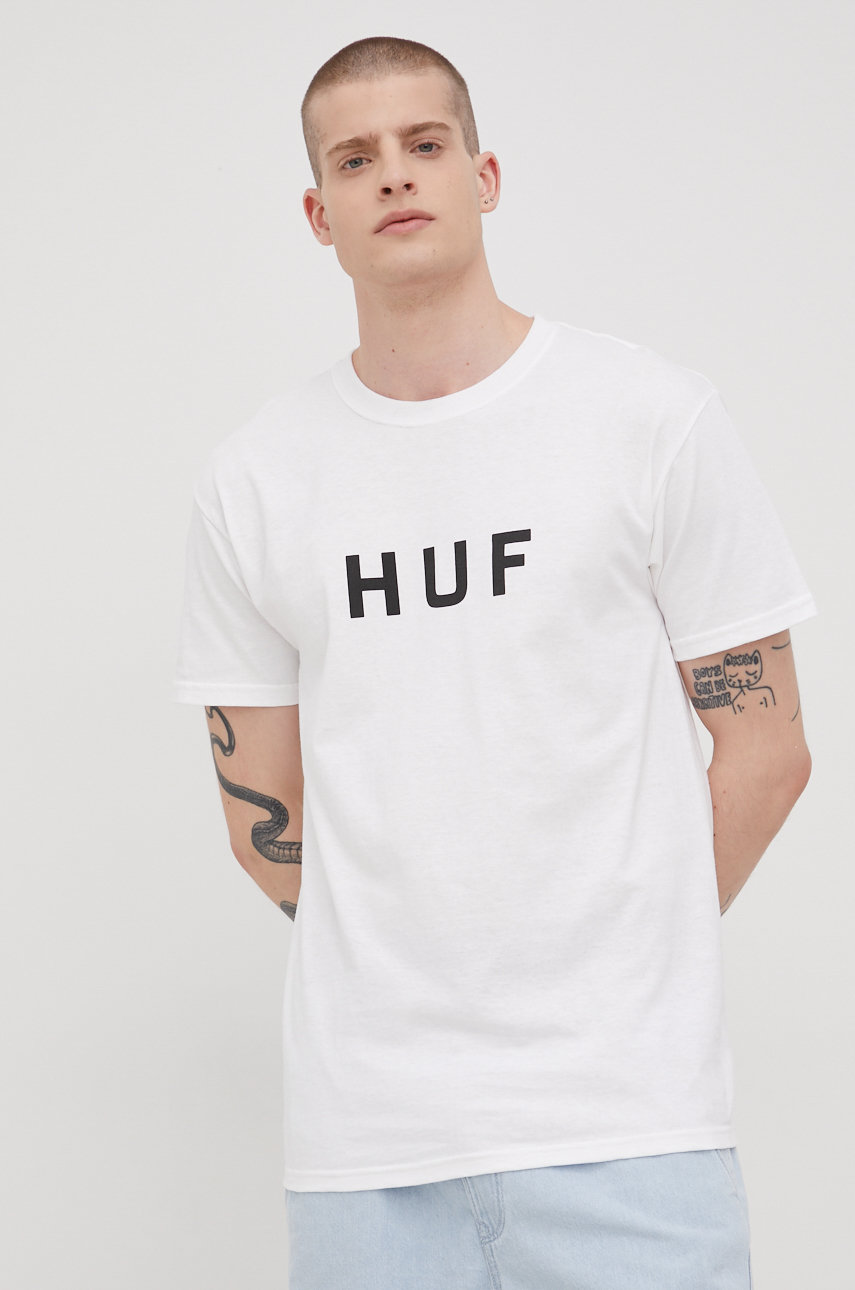 bela Bombažen t-shirt HUF Moški