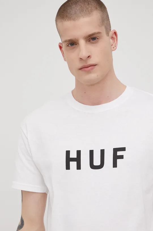 λευκό Βαμβακερό μπλουζάκι HUF