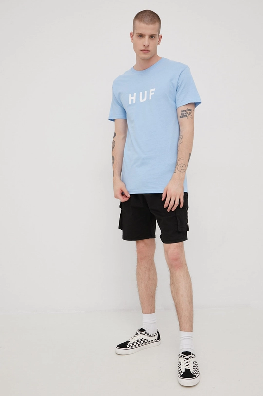 HUF t-shirt bawełniany niebieski