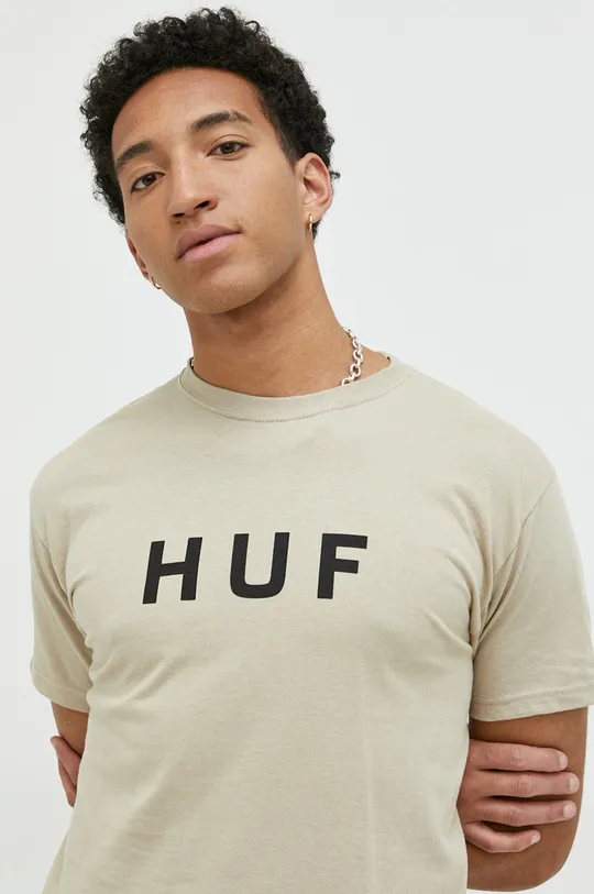 beige HUF t-shirt in cotone
