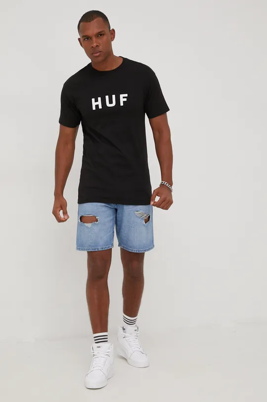 Bavlnené tričko HUF čierna