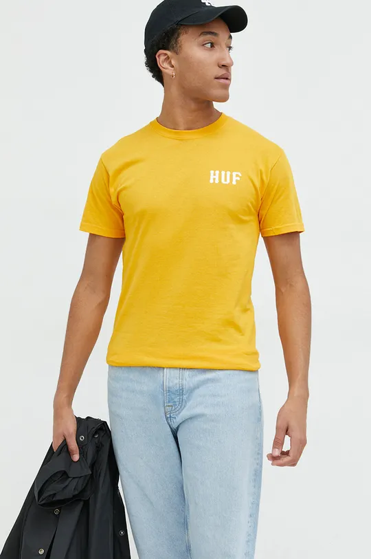 оранжевый Хлопковая футболка HUF Мужской