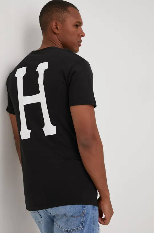 μαύρο Βαμβακερό μπλουζάκι HUF Ανδρικά