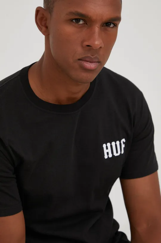czarny HUF t-shirt bawełniany