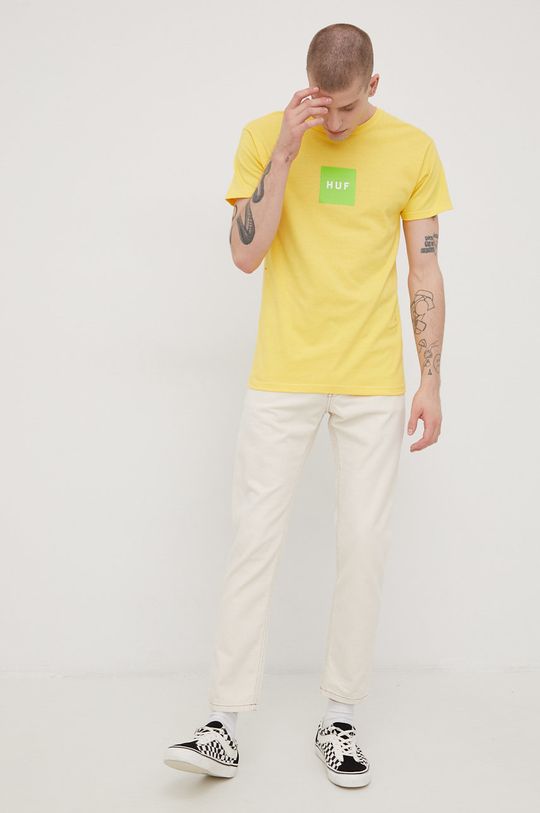 Bavlněné tričko HUF žlutá