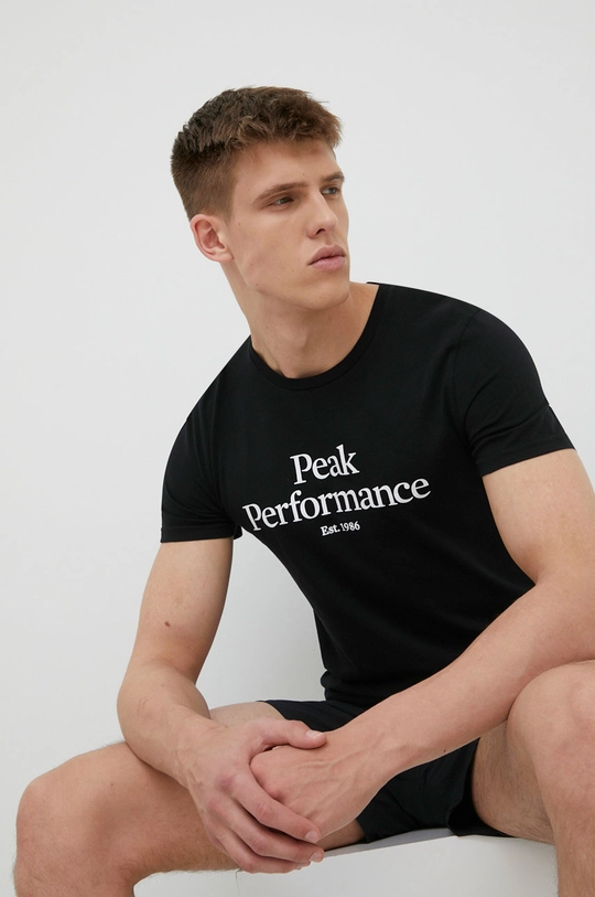 črna Bombažen t-shirt Peak Performance Moški