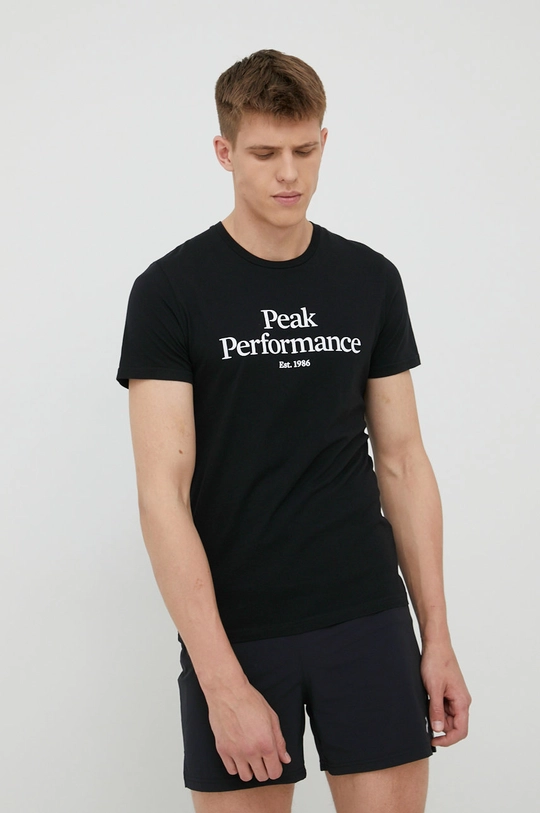 črna Bombažen t-shirt Peak Performance