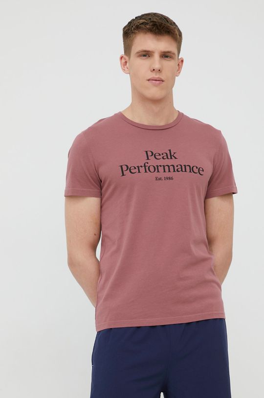 Bavlněné tričko Peak Performance fialovo-růžová