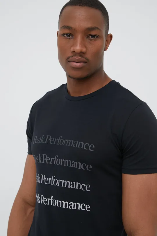 μαύρο Βαμβακερό μπλουζάκι Peak Performance