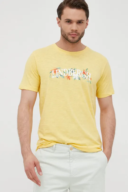 Βαμβακερό μπλουζάκι Lindbergh κίτρινο