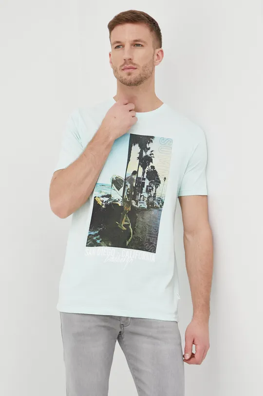 zielony Lindbergh t-shirt bawełniany Męski
