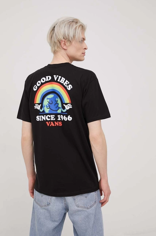 czarny Vans t-shirt bawełniany Męski