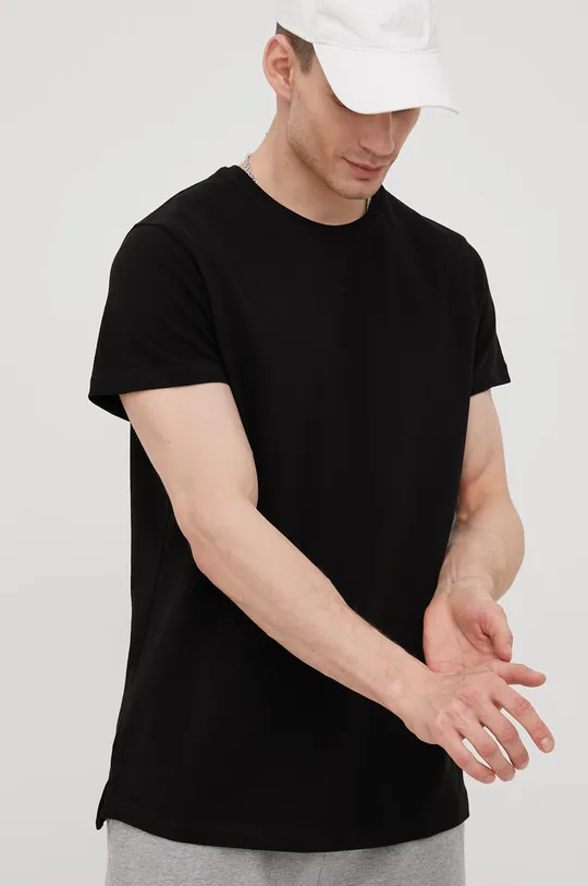 μαύρο Βαμβακερό μπλουζάκι John Frank Ανδρικά