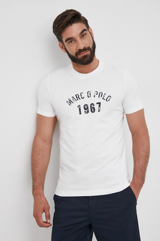 biały Marc O'Polo t-shirt bawełniany Męski