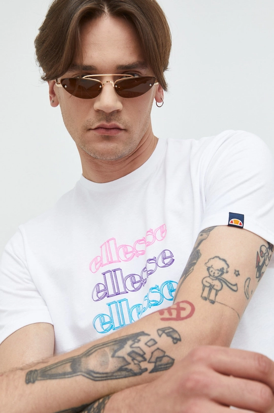 biały Ellesse t-shirt bawełniany