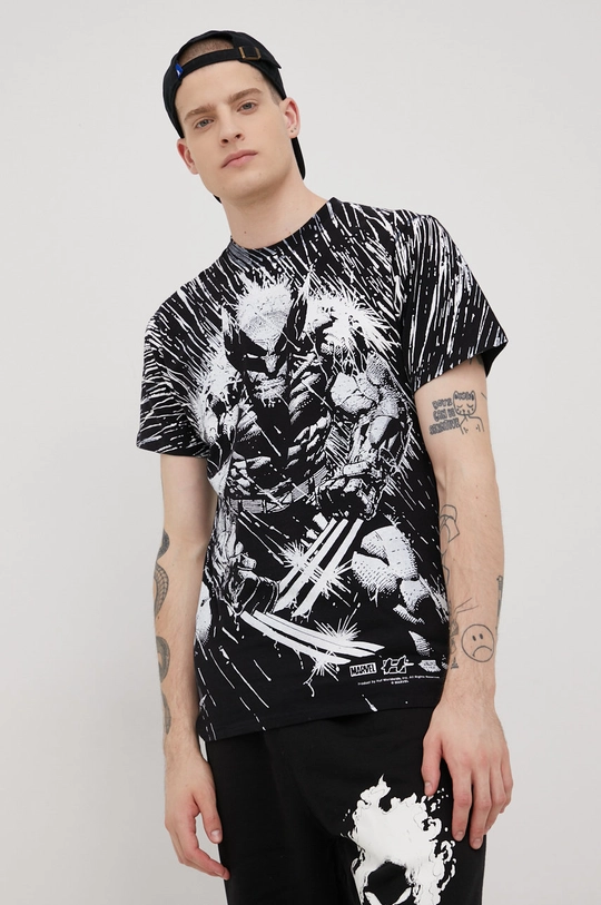 czarny HUF t-shirt bawełniany x Marvel Męski