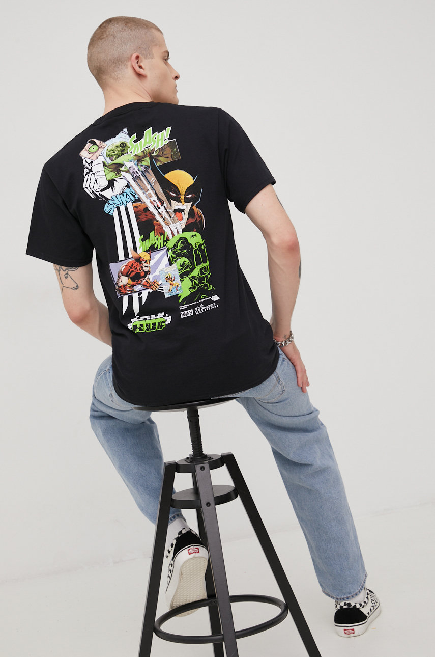 černá Bavlněné tričko HUF X Marvel Pánský