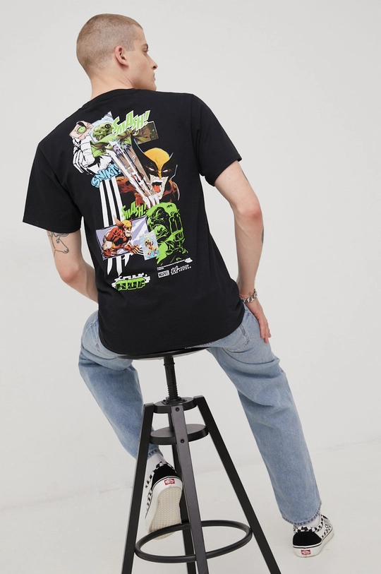 czarny HUF t-shirt bawełniany x Marvel Męski