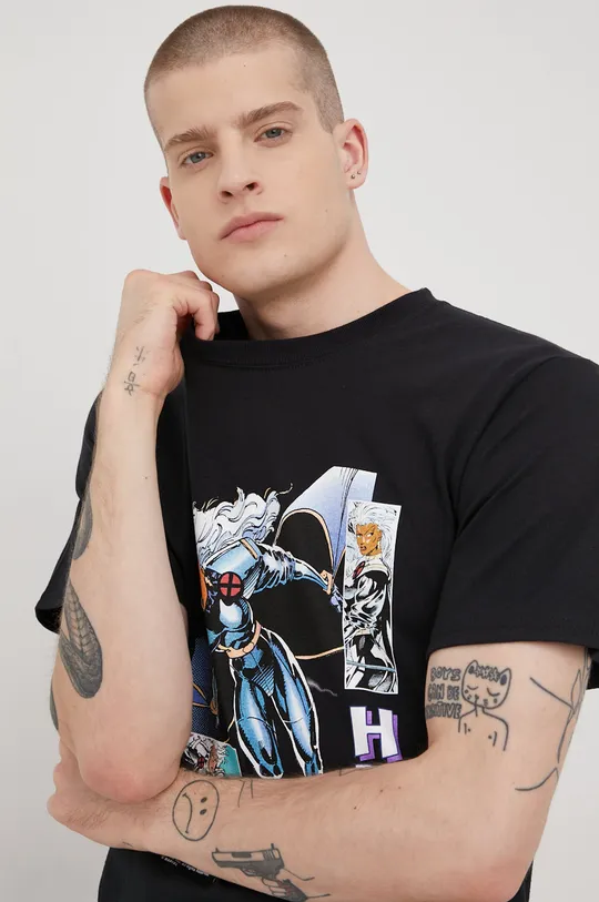 μαύρο Βαμβακερό μπλουζάκι HUF X Marvel