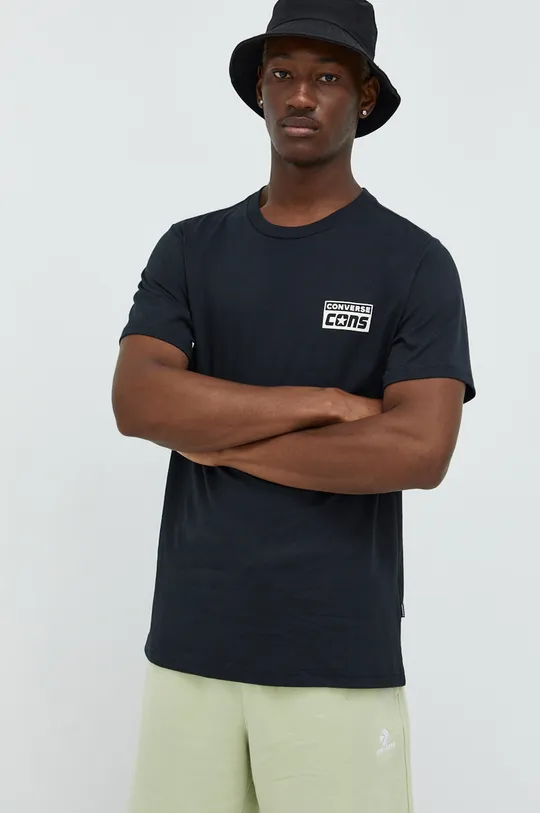 črna Bombažna kratka majica Converse Moški