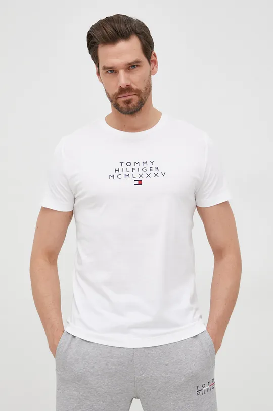 белый Хлопковая футболка Tommy Hilfiger Мужской