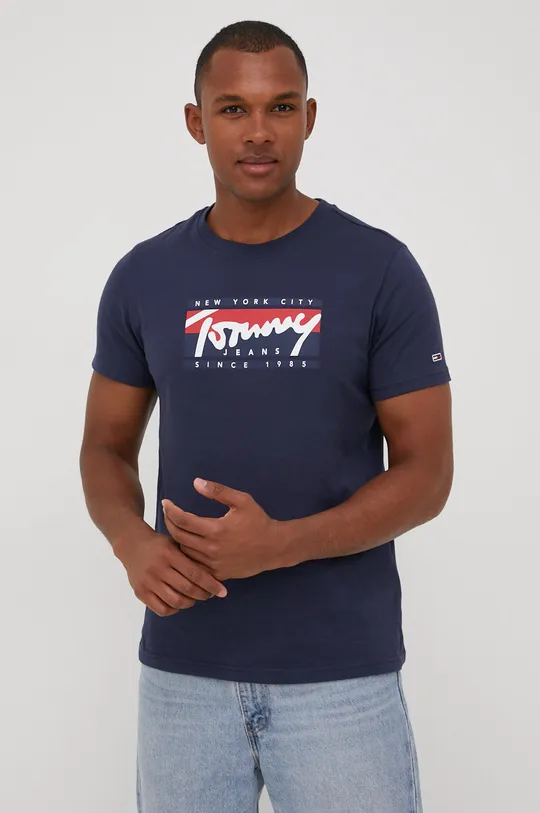 Pamučna majica Tommy Jeans mornarsko plava