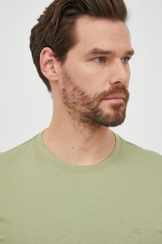 světle zelená Bavlněné tričko Calvin Klein Pánský
