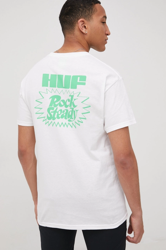 biały HUF t-shirt bawełniany