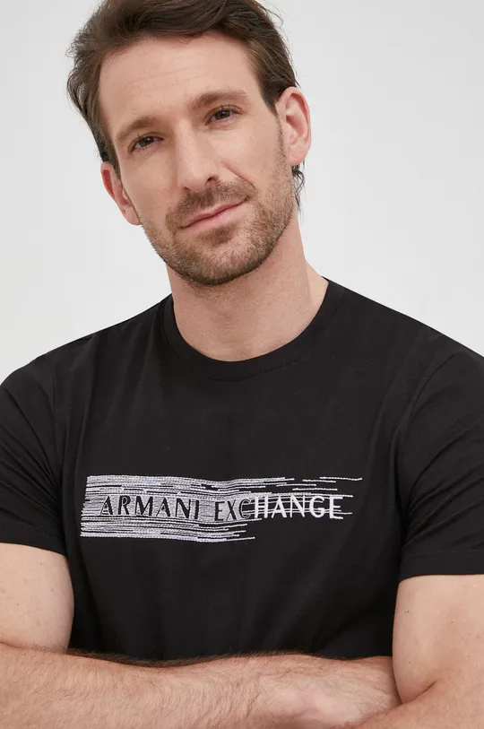 czarny Armani Exchange t-shirt bawełniany 3LZTHC.ZJBVZ Męski