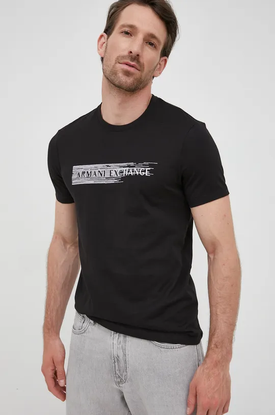 czarny Armani Exchange t-shirt bawełniany 3LZTHC.ZJBVZ