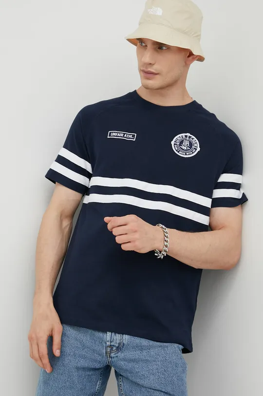 Bombažen t-shirt Unfair Athletics mornarsko modra