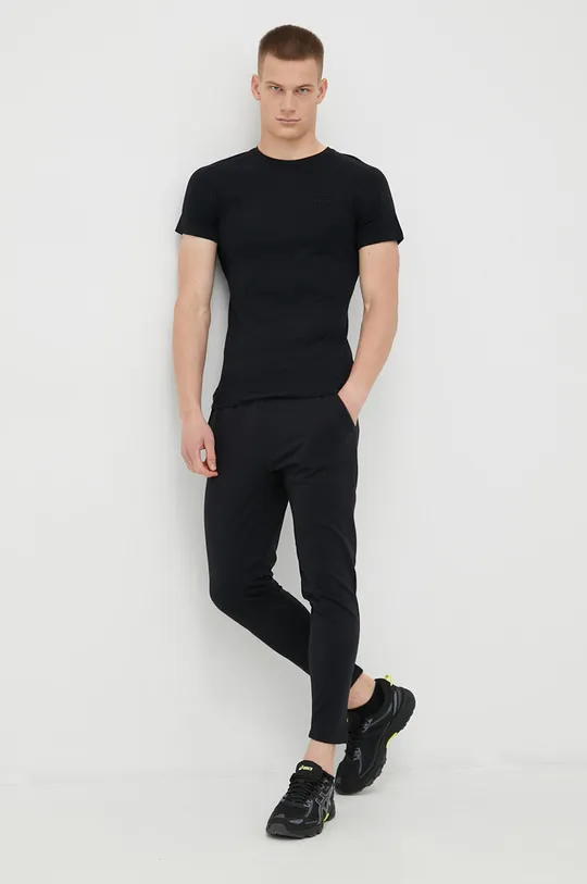čierna Bavlnené tričko 4F 4f X Rl9 Pánsky