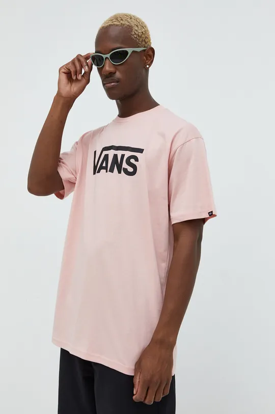 różowy Vans t-shirt bawełniany Męski