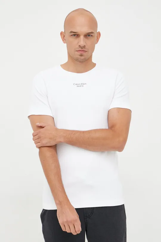 λευκό Μπλουζάκι Calvin Klein Jeans Ανδρικά