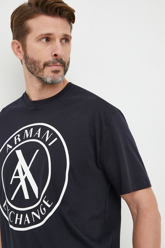 granatowy Armani Exchange t-shirt bawełniany 3LZTLC.ZJ9AZ