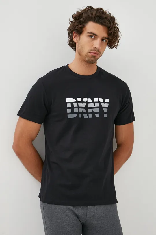 μαύρο Βαμβακερό μπλουζάκι DKNY