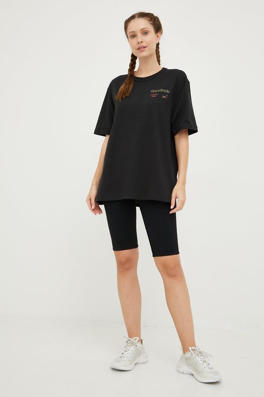 czarny Reebok Classic T-shirt bawełniany HB5954