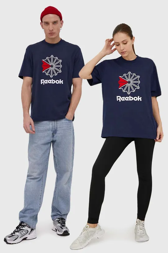 granatowy Reebok Classic T-shirt bawełniany HD4017 Unisex