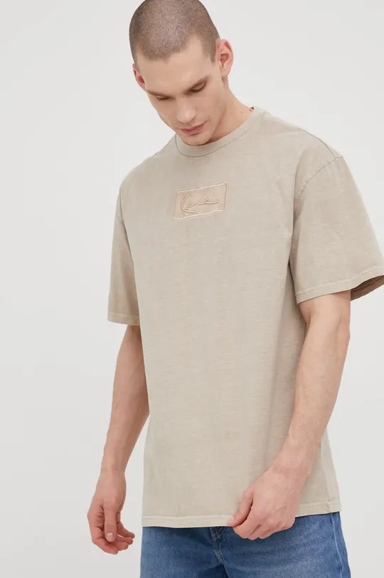Karl Kani t-shirt bawełniany brązowy