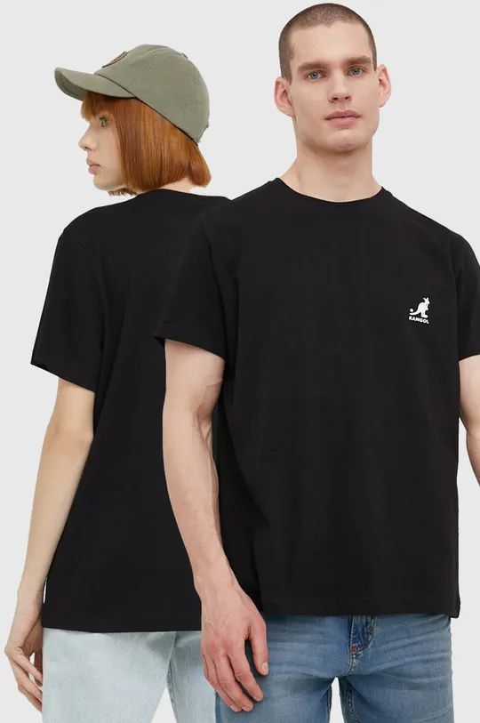 μαύρο Βαμβακερό μπλουζάκι Kangol Unisex
