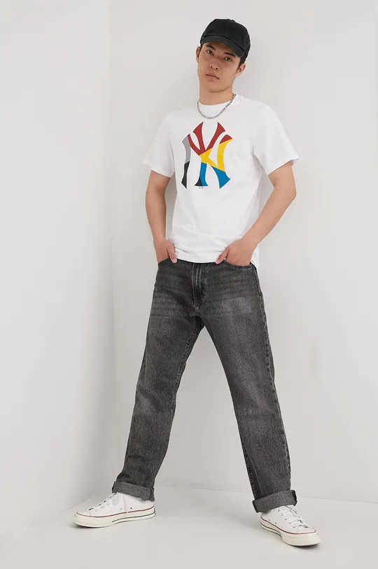 Βαμβακερό μπλουζάκι 47 brand Mlb New York Yankees λευκό