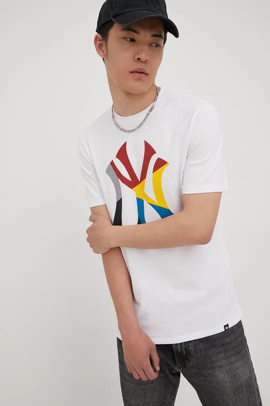 λευκό Βαμβακερό μπλουζάκι 47 brand Mlb New York Yankees